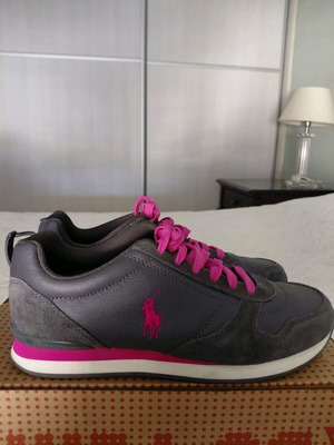 Leather women's Ralph Lauren sneakers like new, gray and pink