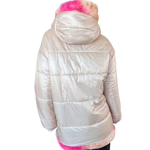 Duno women's reversible faux fur coat like new, size IT42