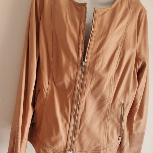 Heine leather jacket like new, peach color, size L