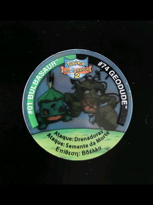Pokémon Tazo #01 Bulbasaur & #74 Geodude collectible like new, League 2