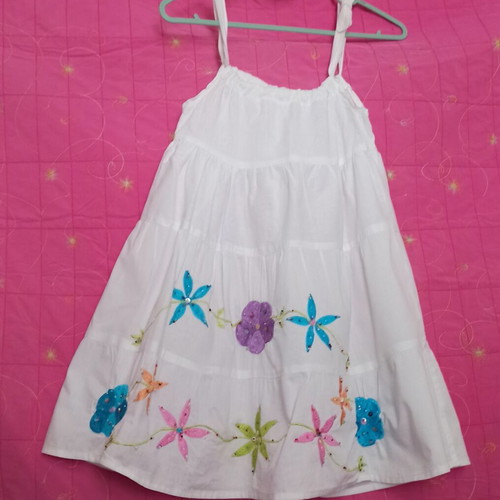 Acerbis White Summer Dress with Embroidered Flowers, Like New