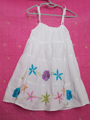 Acerbis White Summer Dress with Embroidered Flowers, Like New