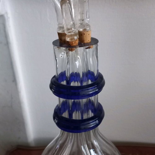 Crystal carafe for 4 different drinks like new, height 30cm