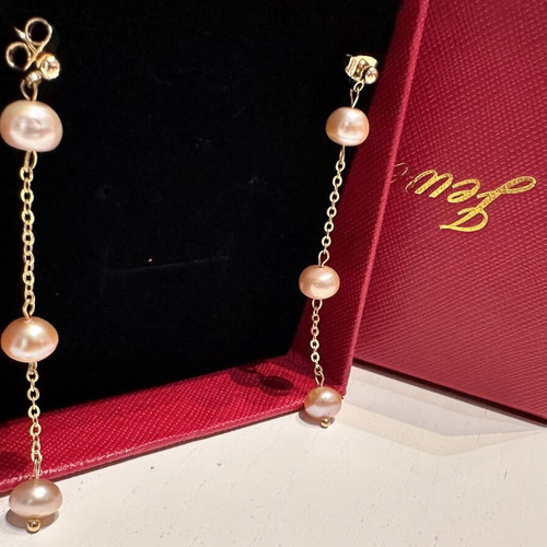 Handmade 14K Gold Filled Earrings with Natural Lavender Pink Pearls new