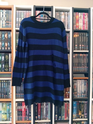 Shein πλεκτό μπλουζοφόρεμα size L σαν καινούργιο, μπλε και μαύρο ριγέ