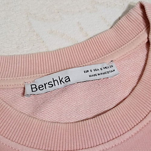 Bershka Unisex Pink Wide T-shirt Used with Logo