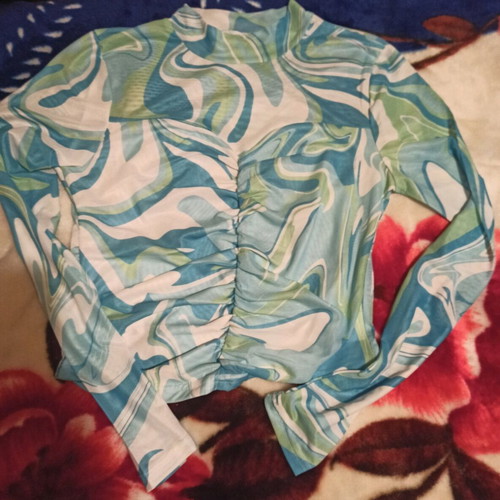 Women's blouse used, elastic, see through, medium size, multicolor