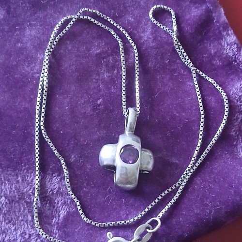 925 Silver Cross Pendant with 42 cm Chain like new