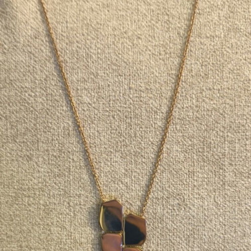 Folli Follie long necklace like new, gold tone with geometric detail and strass