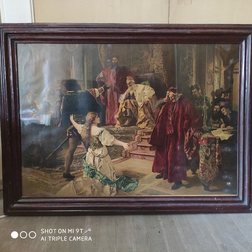 The Four Acts of Othello paintings set used, wooden frame, glass