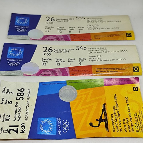 Olympic Games Athens 2004 Water Polo Tickets like new, set of 3