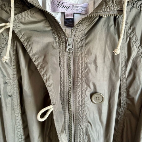 Mango waterproof jacket used, removable hood, green, size S