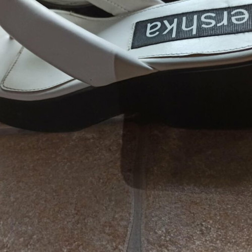 Bershka white flip flops with black sole like new, size 38