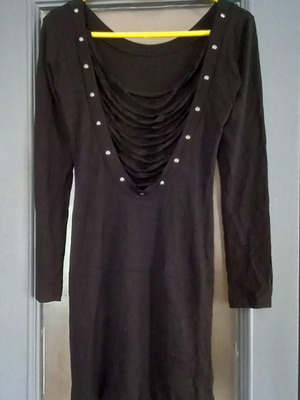Black backless dress with studs like new