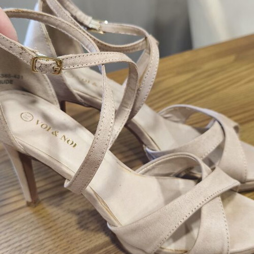 Voi Noi high-heeled sandals used, beige, size 38, 7 cm heel