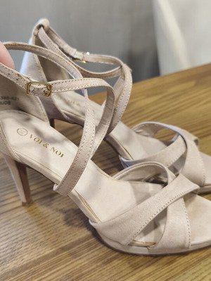 Voi Noi high-heeled sandals used, beige, size 38, 7 cm heel