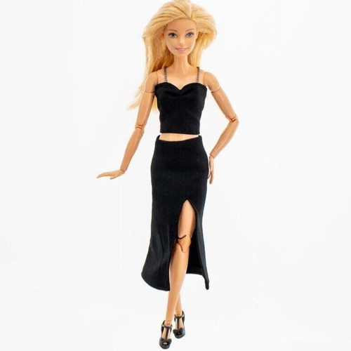 Just Black doll outfit new, top with straps and skirt with slit