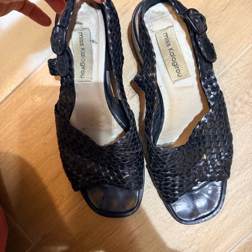 Kalogirou sandals used, leather, black, size 38