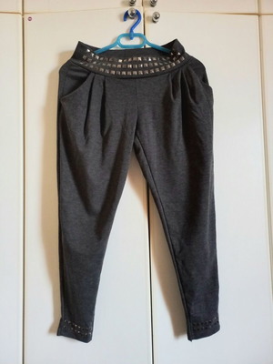 Gray Pants Leggings New with Studs in Slim Fit