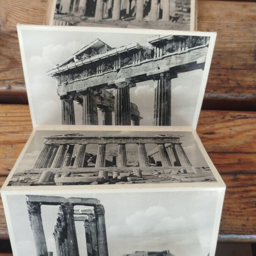 Athens 12 Postcards of the Acropolis used, collectible album 1954