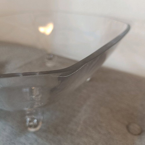 Glass bowl new with four feet