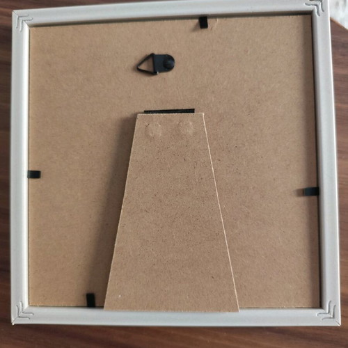 Wooden square photo frame white-pink new 17x17cm