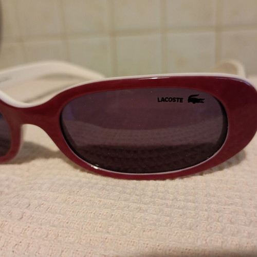 Lacoste vintage Y2K oval sunglasses, like new, burgundy and white