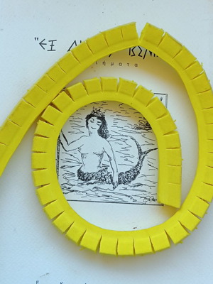 Yellow foam fishing line strip 26cm