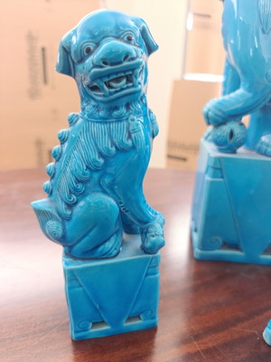 Vintage Chinese Porcelain Set of 4 Pieces with Turquoise Glaze, used