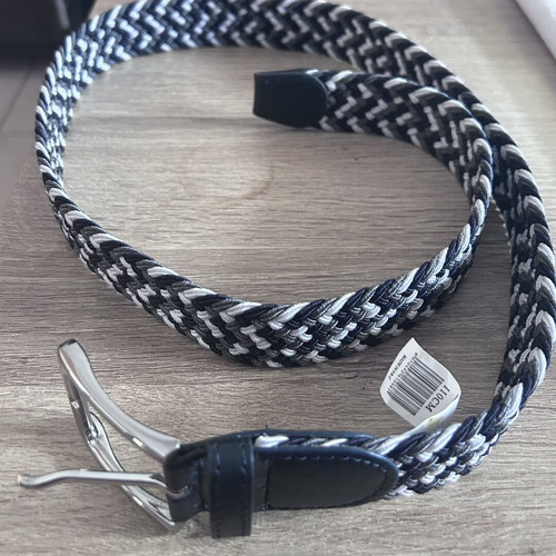 Mcan men's braided belt size 110cm new, black and grey