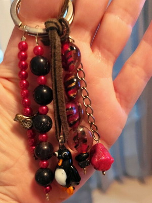Keychain new, black and red