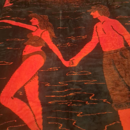 Vintage velour blanket Naoussa double-sided, like new, made in Greece