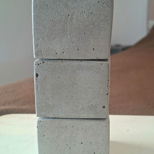 Set of 3 handmade concrete mini flower pots, gray