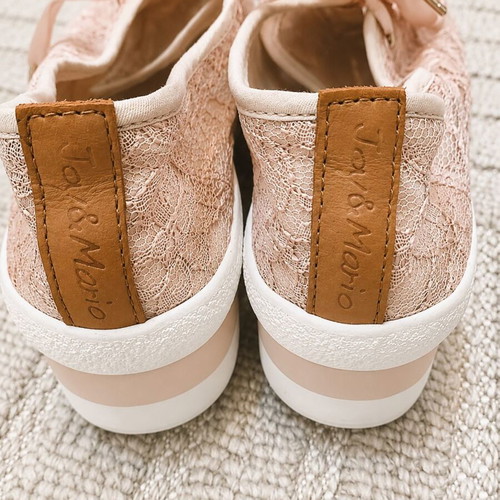 Joy & Mario sneakers size 39 like new, dusty pink lace with satin laces