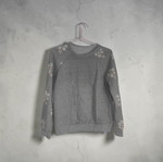 Sweatshirt medium gray with floral pattern used