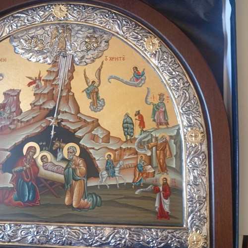 Nativity of Christ Icon with 950 Silver, Certificate and Box, new