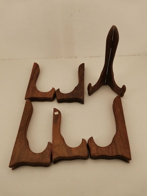 Decorative Plate Stands set of 6 used, wooden