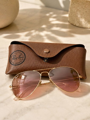 Ray-Ban Aviator γυαλιά ηλίου μεταχειρισμένα, ροζ ντεγκραντέ φακοί, μέγεθος S
