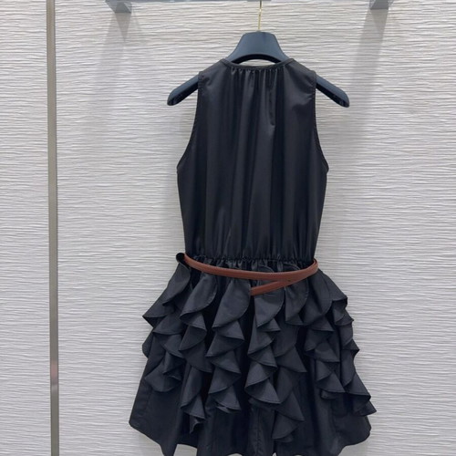 Louis Vuitton black summer dress size M like new with ruffles