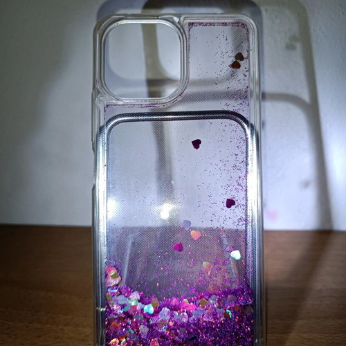 iPhone silicone case with liquid glitter used