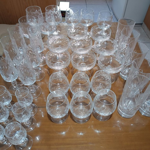 Vintage carved Czech crystal set of 41 pieces, like new