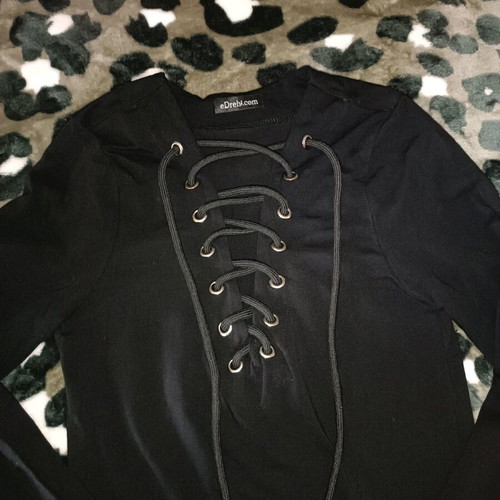 Black bodysuit with chest opening like new, size L
