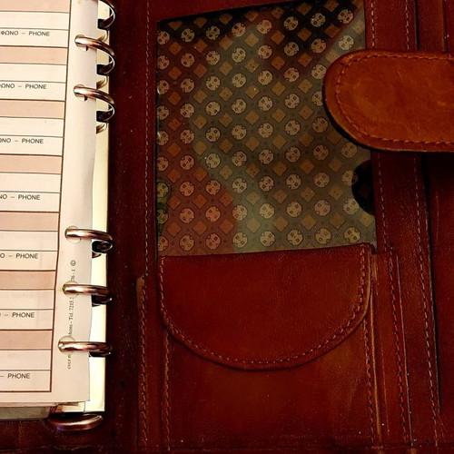 Leather agenda used with card slots and small wallet