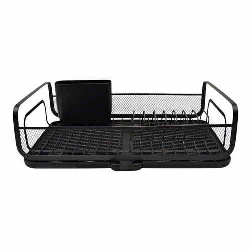 Metal dish rack with black matte tray and cutlery holder new