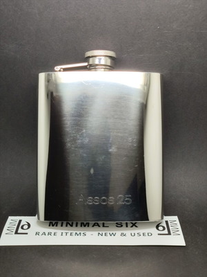 Assos 25 Stainless Steel Flask used, retro collectible 8oz