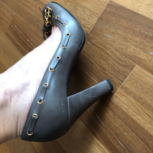 Feng Shoe gray leather pumps used, size 39