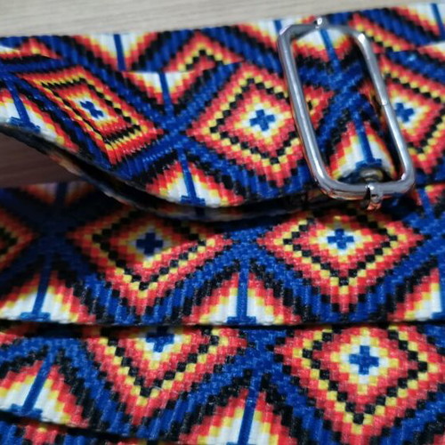 Bag strap like new, multicolored with silver metal details