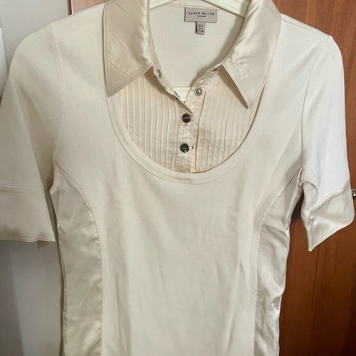 Karen Millen blouse size S like new, ecru, two materials