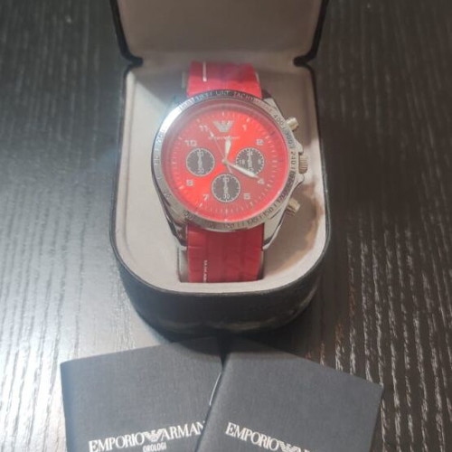 Armani Exchange Waterproof Wristwatch Unisex Stainless Steel Red