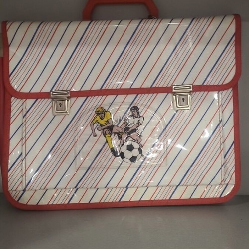 Vintage school bag with retro football design